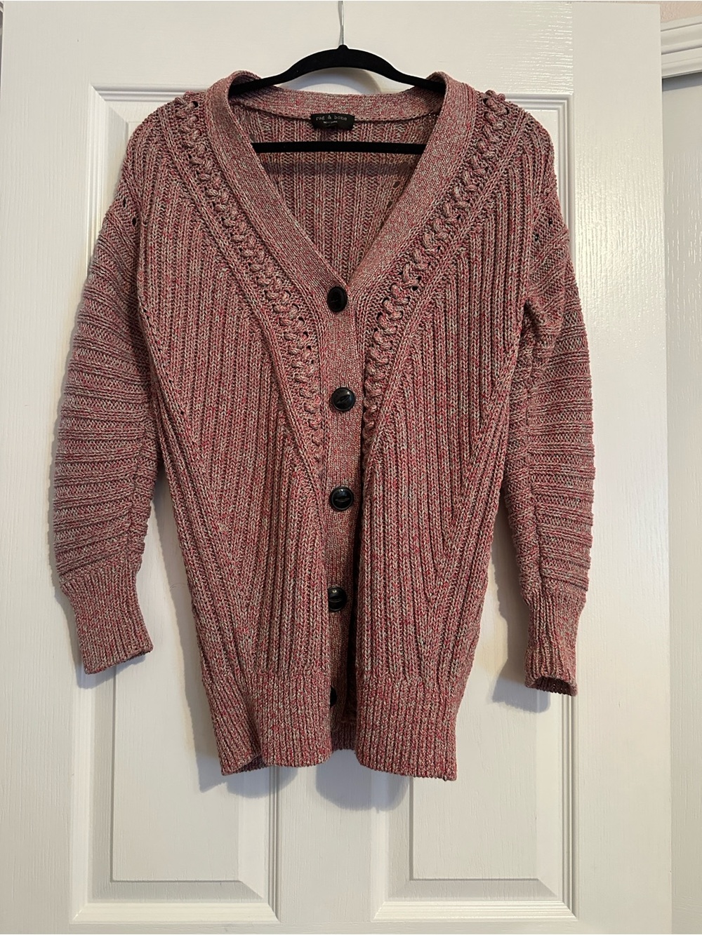 Beautiful rag & bone multi color ribbed button-front cardigan…cotton